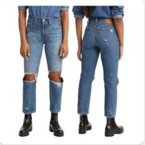 Levi’s 501® Ripped High Waist Straight Leg Jeans Rigid Denim NWT Size 31X26